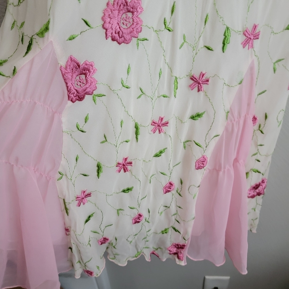 Vintage Betsey Johnson Silk Embroidered Floral Dress size 6 NWT - Picture 3 of 9